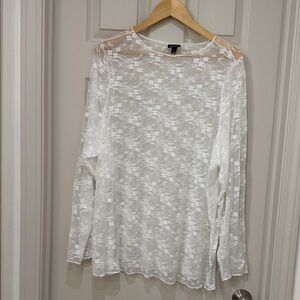 Torrid White Lace Long Sleeve Top